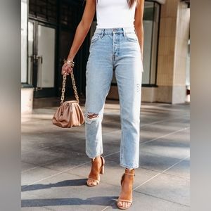 Hidden Distressed Straight Jean